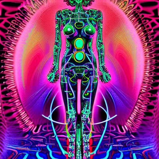 Image similar to psychedelic organic cyborg by scott davidson