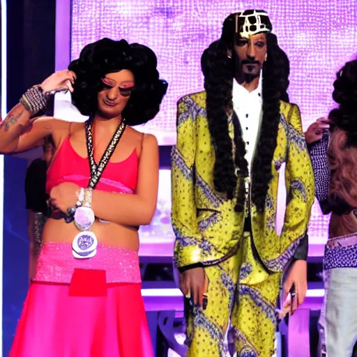 Prompt: snoop dogg on the judging panel of rupauls drag race