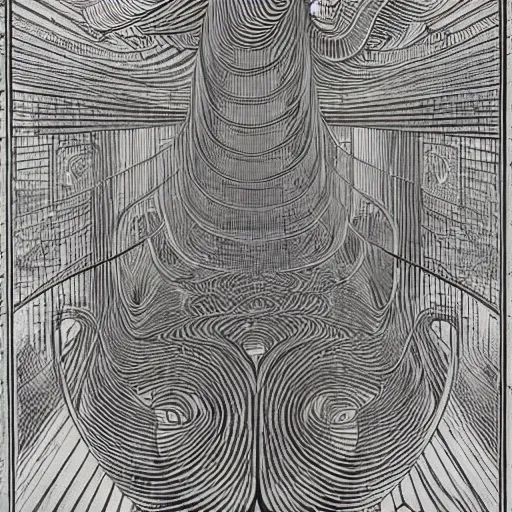 Image similar to the world is labyrinthine beyond possibility of imagining, inhabited on many levels by alien intelligence, infinite in extent, staggering in its beauty, terrifying in its weirdness, endlessly satisfying and peculiar, by Maurits Cornelis Escher, shining light and shadow, atmospheric, Award winning. Masterpiece, detailed illustration, alphonse mucha