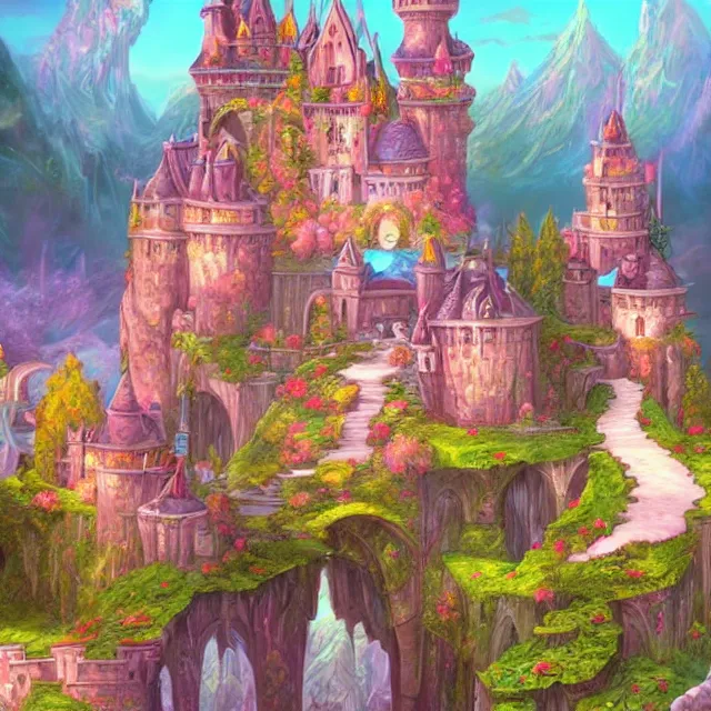 Image similar to infinitely detailed scenery art expanding fantasy dream art candy world with a castle made out of candy detailed scenery artwork, candy scenery artwork scenery artstation!! scenery pixiv!!