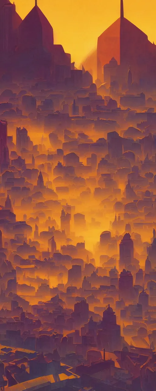 Prompt: Downtown Knoxivlle with Sunsphere, dramatic cinematic lighting, rich colors, golden age illustration, by Sylvain Sarrailh and Nicholas Roerich and Ludwig Deutsch and April Gornik