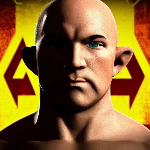 Image similar to character screenshot of bald ufc dana white, npc, ocarina of time, field, 3 6 0 p, bokeh, legend of zelda, detailed, dialog text