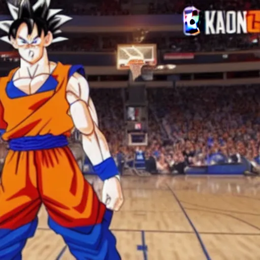 Image similar to still of goku in nba 2 k