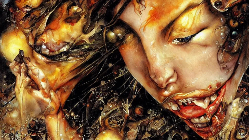 Prompt: cheeseburguer, by karol bak, illustration, watercolor, dolly zoom, delicious