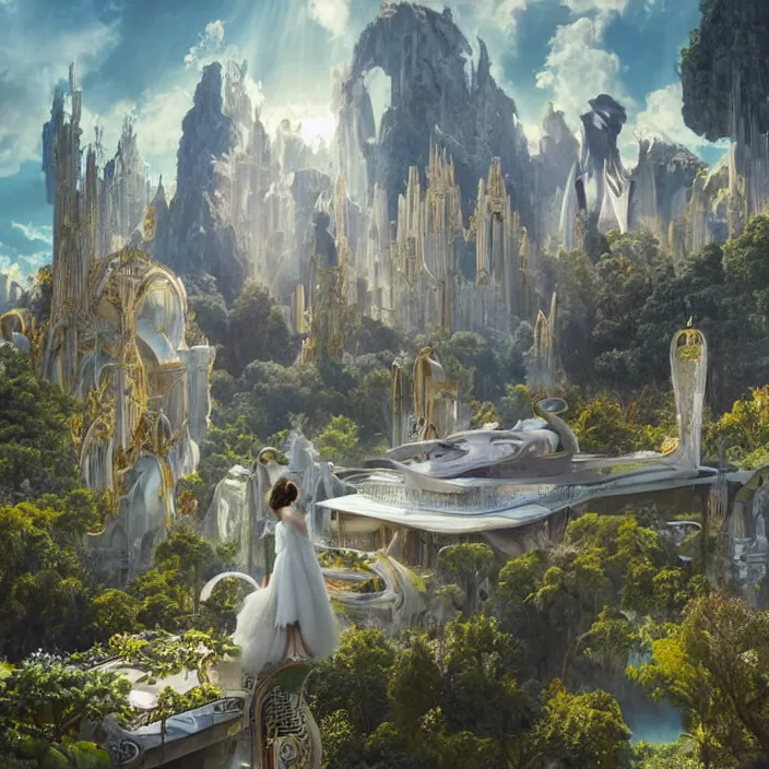 Prompt: minimal modernist bauhaus jeff koons style neverending story oracles palace, ultra realistic, concept art, intricate details, serious, highly detailed, photorealistic, octane render, 8 k, unreal engine, art by todd mcfarlane and artgerm and greg rutkowski and alphonse mucha