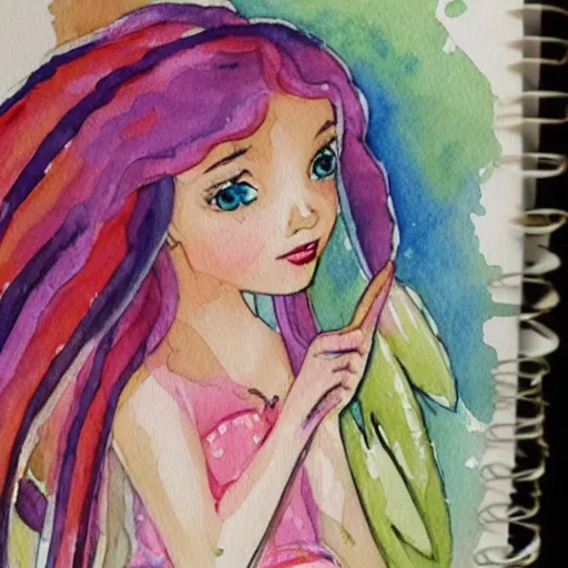 Image similar to a cute young cartoon fairy of middle eastern descent for a children's story book, watercolour, best seller