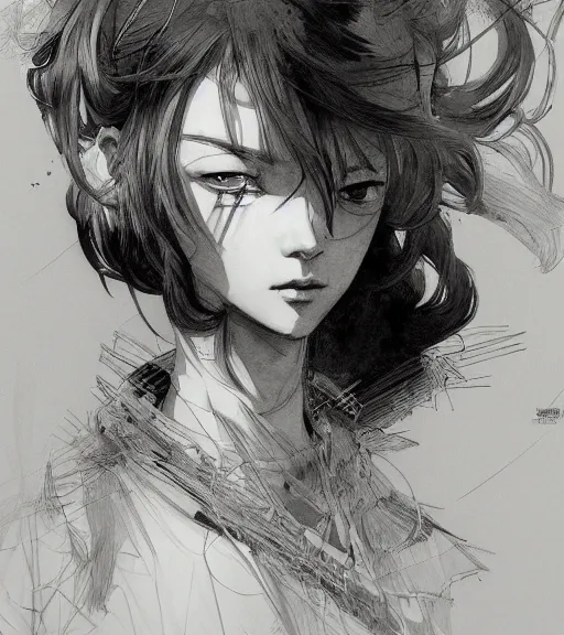 Prompt: dramatic portrait of anime woman wearing sailor suit, pen and ink, intricate line drawings, by craig mullins, ruan jia, kentaro miura, greg rutkowski, loundraw