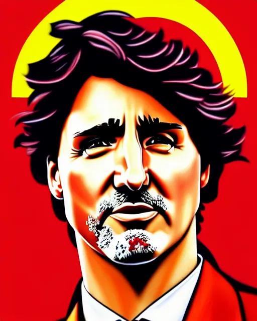 Prompt: justin trudeau in the style of cuban communist propaganda poster art in the year 1 9 8 7 ultra realistic, concept art, intricate details, highly detailed, photorealistic, octane render, 8 k, unreal engine. art by artgerm and magali villeneuve