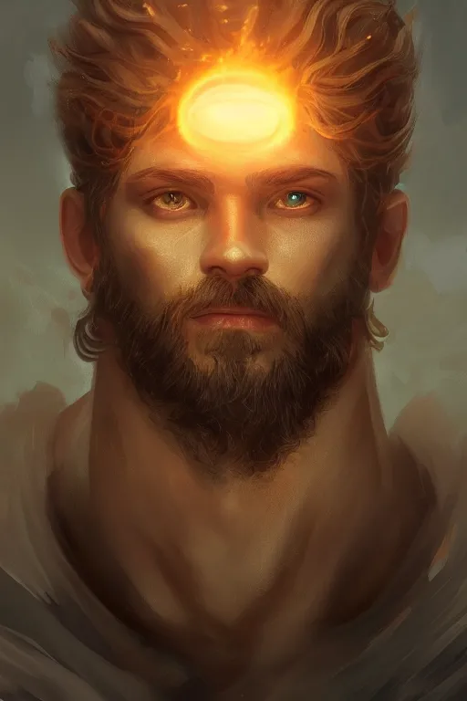 Prompt: portrait of Greek god of light, medium shot, visually stunning, trending on Artstation, award-winning