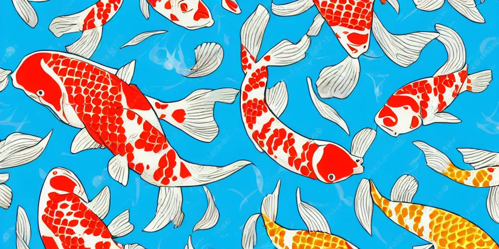 Image similar to repeating pattern of cute koi fishies