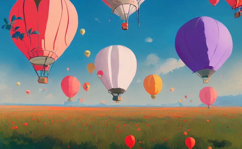 Image similar to flowers as hot air balloons by atey ghailan plein air