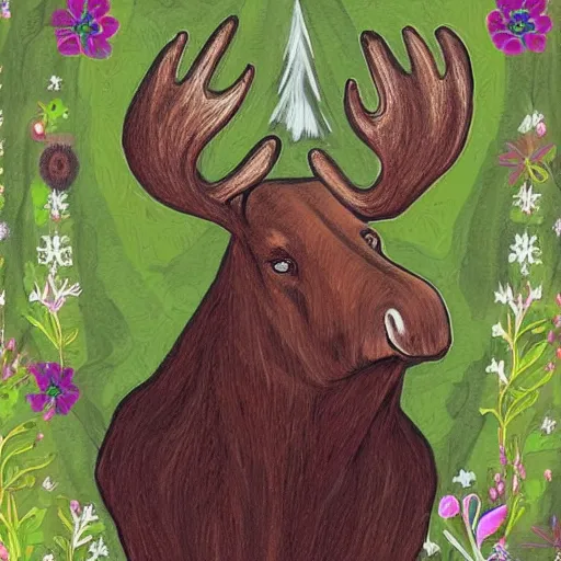 Image similar to i'm a metta ( meditation ) moose. i want to bring flourishing to the stars