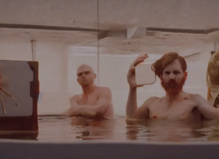 Image similar to still from a music video by matthew barney and wes anderson, anamorphic lens, kodakchrome : : 8 k