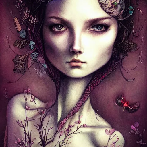 Image similar to a portrait in the style of anna dittmann and mark ryden and arthur rackham.