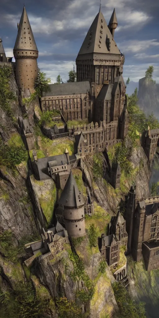 Image similar to a Hogwarts , unreal engine, realistic, fantasy, atmospheric,