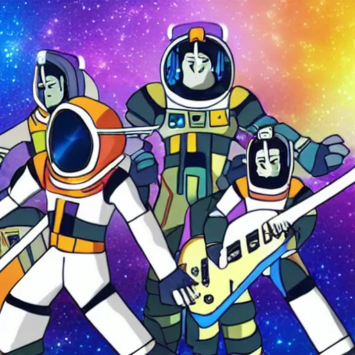 Prompt: “voltron playing music at a concert in outer space”