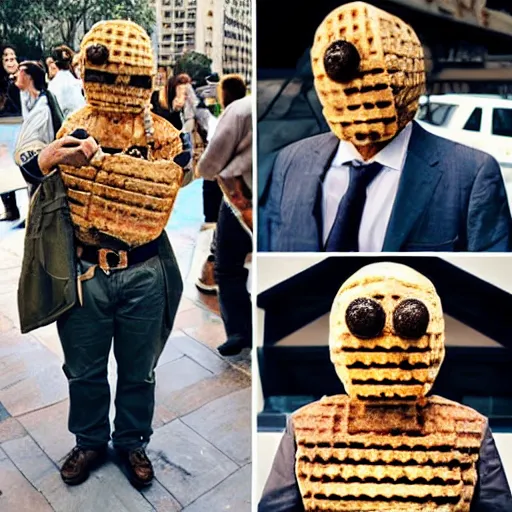 Prompt: Argentinian Sergio Massa dressed as a waffle, cosplay, photography