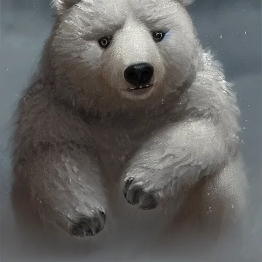 Image similar to cute fluffy bear who wants a hug digital painting, artstation, concept art, soft light, hdri, smooth, sharp focus, illustration, fantasy, intricate, elegant, highly detailed, D&D, matte painting, in the style of Greg Rutkowski and Alphonse Mucha and artemisia, 8k, highly detailed, jurgens, rutkowski, bouguereau, pastoral, rustic, georgic