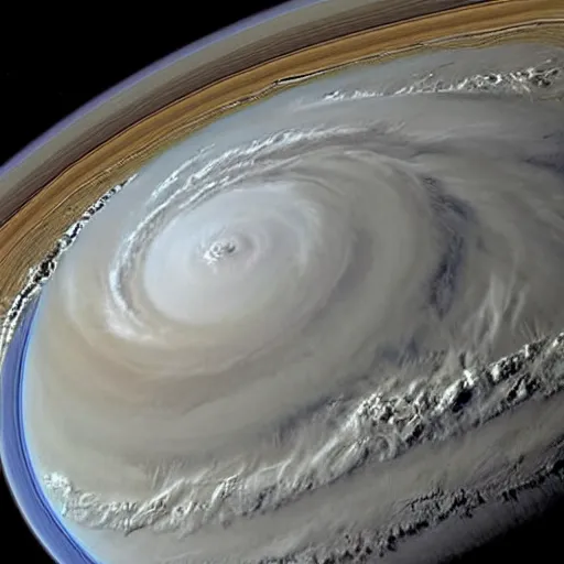 Prompt: ultra detailed zoomed in photo satellite view of a saturn size hurricane swallowing earth
