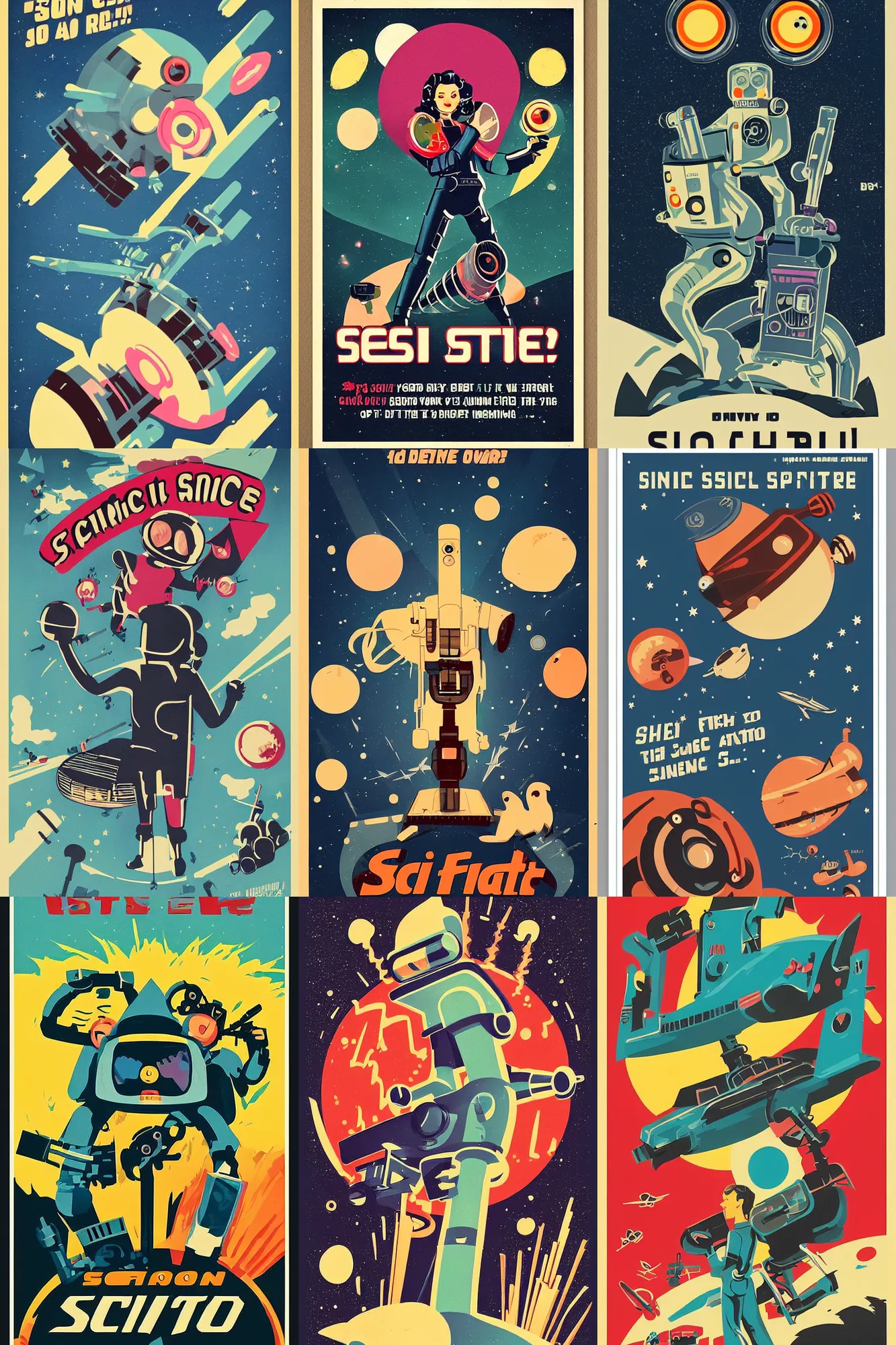 Prompt: cute retro sci - fi poster