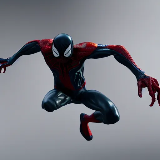 Image similar to a single venom and spider - man hybrid, dslr, cinematic, volumetric lighting, 8 k resolution, photorealistic