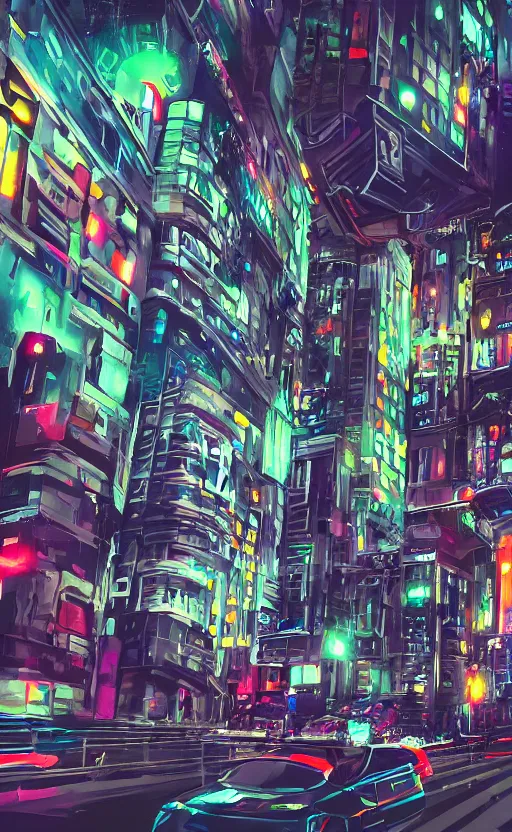 Image similar to lively futuristic sci-fi city superstructure, neon lights and illuminated windows, grungy textures and graffiti, crowds of people, cinematic street view, long sight lines with starry sky, clean 8k sci-fi illustration, trending on art station