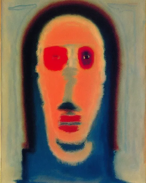 Prompt: Portrait of a human face, by Mark Rothko