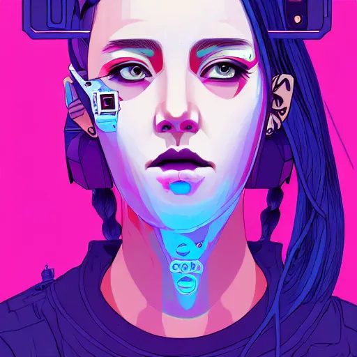 Image similar to portrait painting of a cyberpunk hacker olivia hye from loona, sharp focus, award - winning, trending on artstation, masterpiece, highly detailed, intricate. art by josan gonzales and moebius and deathburger