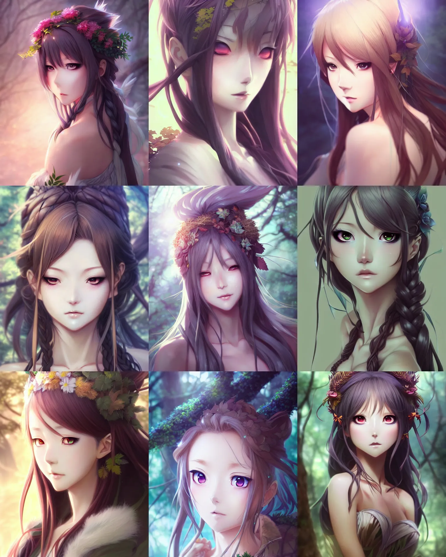 Prompt: character concept art of an anime goddess of the forest | | realistic, dramatic backlight, cute - fine - face, pretty face, realistic shaded perfect face, fine details by artgerm, wlop, rossdraws, james jean, andrei riabovitchev, bangkuart, and sakimichan, seoul, south korea, trending on artstation