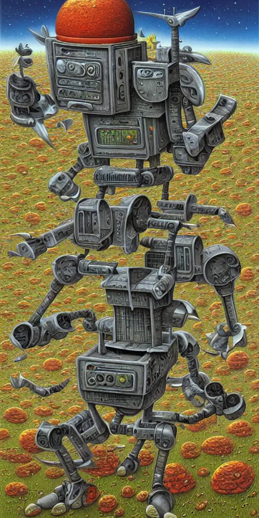 Image similar to wracked combat robot, style by jacek yerka