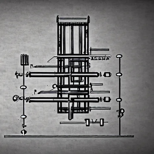 Prompt: schematic of a steampunk physics apparatus