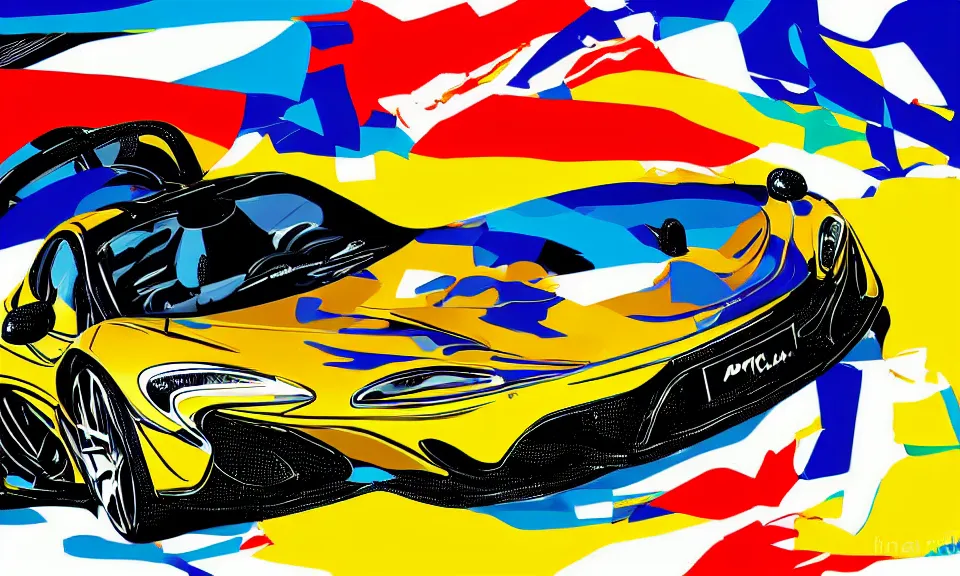 Image similar to pop art illustration of a mclaren p 1, abstract, adobe illustrator