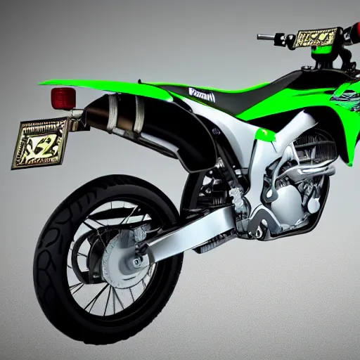 Prompt: !dream kawasaki ninja kx250, photo-realistic, hyperealism, 3d render