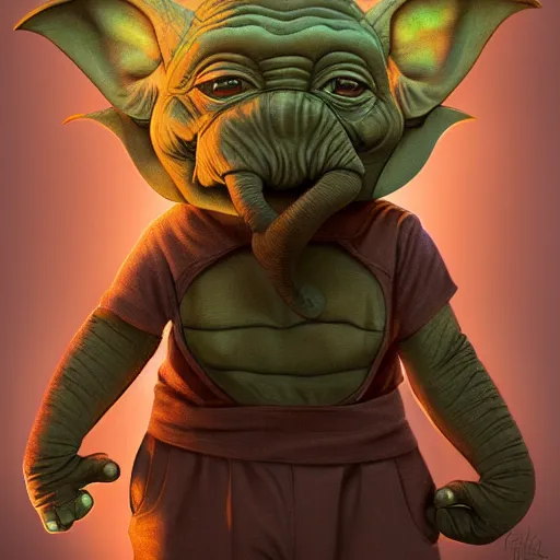 Prompt: elephant yoda making a speech, stunning digital art, high detail, in the style of artgerm, artstation, cgsociety, dramatic lighting, pixar 3d 8k