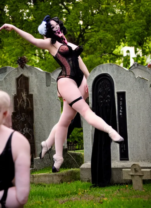 Prompt: burlesque performance in a graveyard