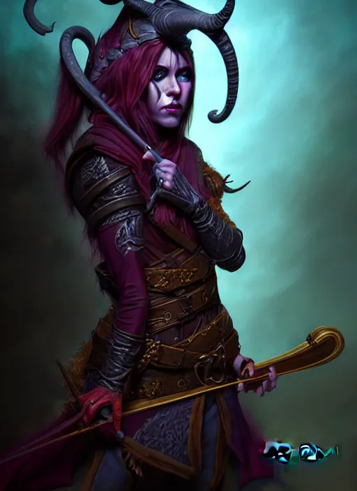 Prompt: tiefling bard, full body, hyper realistic, extremely detailed, dnd character art portrait, dark fantasy art, intricate fantasy painting, dramatic lighting, vivid colors, deviantart, artstation, by wayne reynolds.