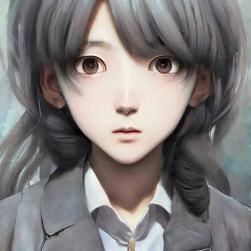 Image similar to dynamic composition, motion, ultra-detailed, incredibly detailed, a lot of details, amazing fine details and brush strokes, colorful and grayish palette, smooth, HD semirealistic anime CG concept art digital painting, watercolor oil painting of a Japanese schoolgirl, by a Chinese artist at ArtStation, by Huang Guangjian, Fenghua Zhong, Ruan Jia, Xin Jin and Wei Chang. Realistic artwork of a Chinese videogame, gradients, gentle an harmonic grayish colors.