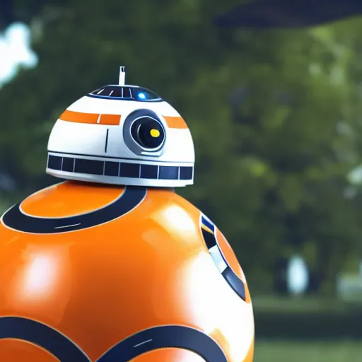 Image similar to bb 8 and hal 9 0 0 0 having a picnic, octane render, unreal engine, 8 k, hyperrealistic, photorealism