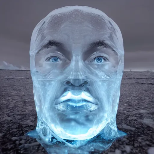 Image similar to see through clear sheet of ice sheet of ice in front of face face face behind ice face behind ice