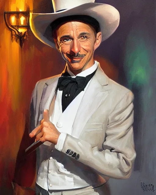 Image similar to a magician's portrait by ray swanland and rhads