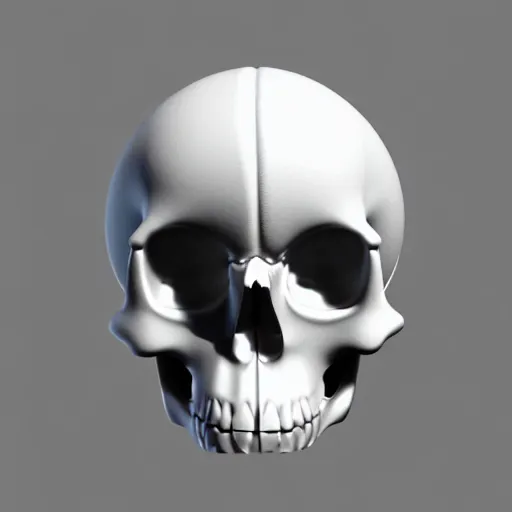 Image similar to a white cartoonish shaped skull with two holes in it, an ambient occlusion render, trending on zbrush central, photorealism, rendered in maya, ambient occlusion, zbrush.