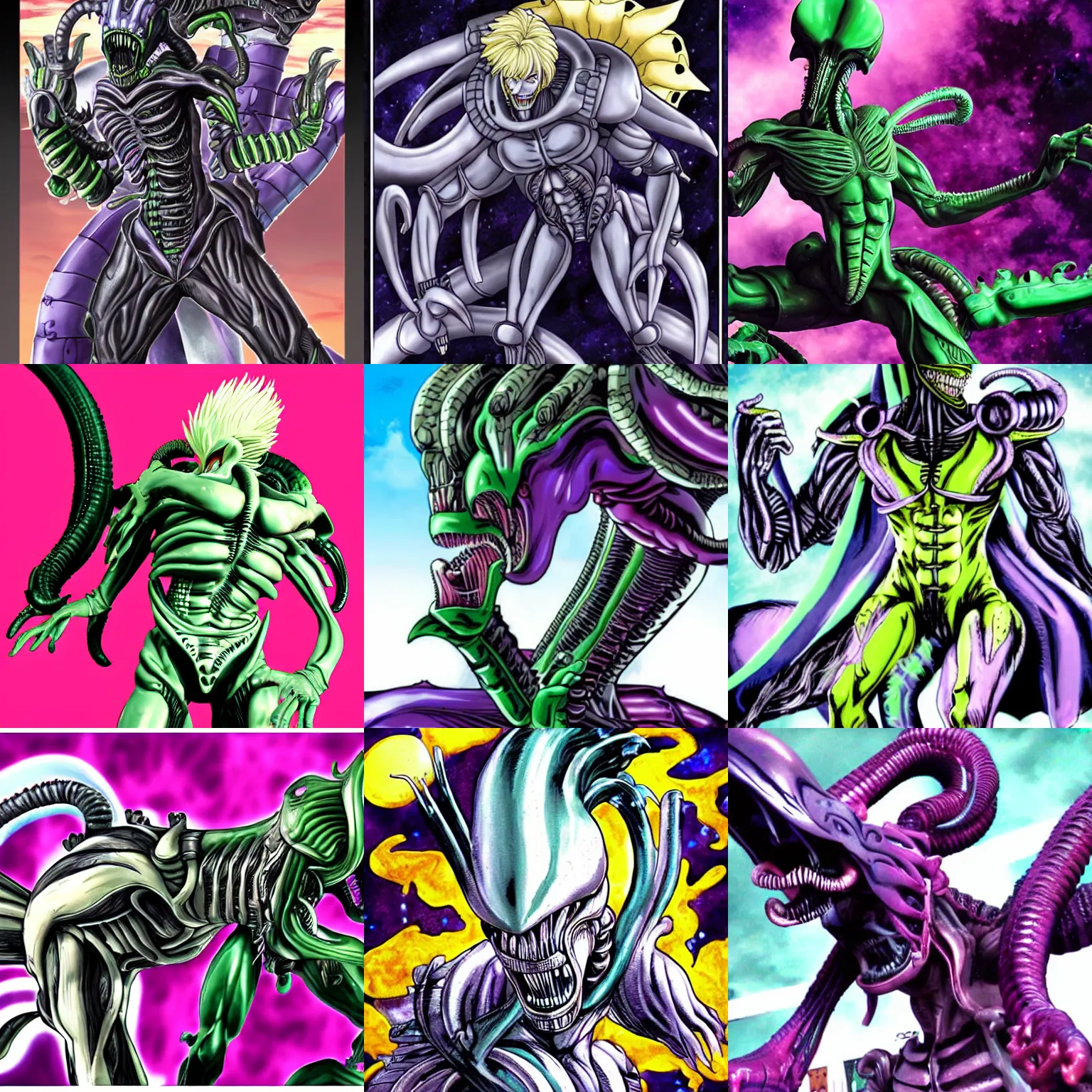 Prompt: xenomorph from Jojo's bizarre adventure