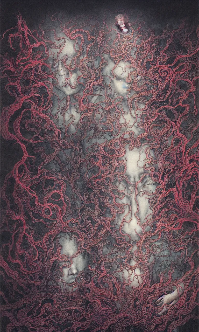 Image similar to zhongyuan festival, chinese ghost festival, king of hell, inside page of comic book, psychedelic lights and fog, in the style of zdzislaw beksinski, ayami kojima, takato yamamoto, barclay shaw, karol bak, glowing light and shadow, hyperrealist