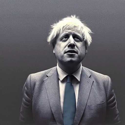 Image similar to boris johnson, boris johnson, boris johnson in the style of beksinski