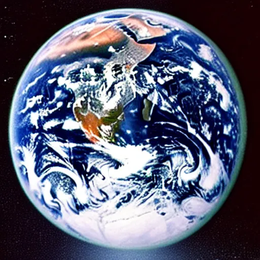 Prompt: declassified photo of the earth from space