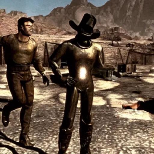 Prompt: a scene from a fallout New Vegas movie, 1963