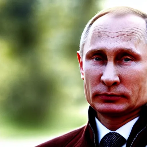 Image similar to photo of vladimir putin wearing a bandana and holding a sword, depth of field