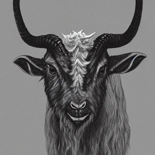 Prompt: A portrait of a demonic horned goat