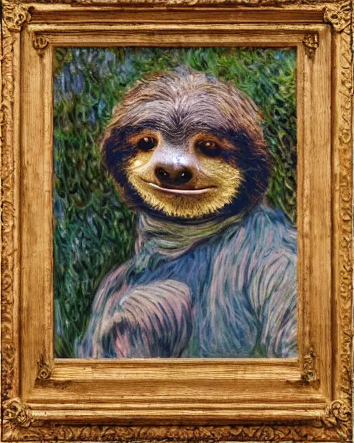 Image similar to Sloth from the Goonies in the style of Claude Monet