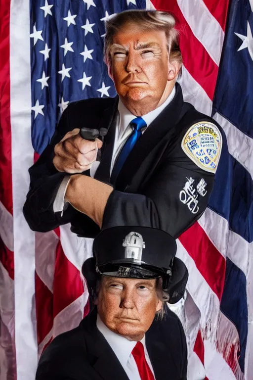 Prompt: lapd police suspect photoshot of trump